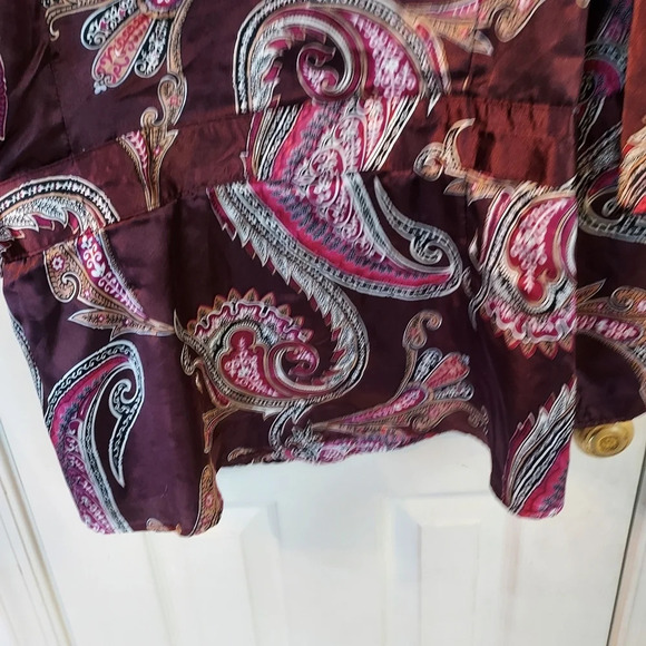 Lane Bryant Brown and Pink Paisley Silk Wrap Blouse in Size 22/24W - Picture 7 of 11